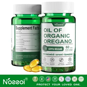 Organic Oregano Oil Softgels 60 Count, With Black Seed Oil & Carvacrol, Supports Immune & Digestive Health, Gentle Release Formula, Vegan Dietary Supplement