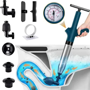 Toilet Plunger Kit, High Pressure Air Drain Cleaner, Toilet Clog Remover for Bathroom, Shower, Sink, and Bathtub, Essential Household Cleaning Tools   shock brush