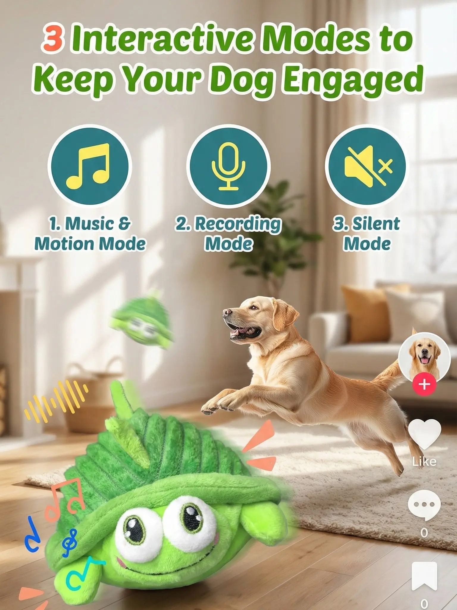 Interactive Dog Ball – Motion Activated Automatic Rolling Toy, USB Rechargeable & Squeaky, Self-Play Boredom Relief for Small Medium Dogs & Cats, Durable Indoor Outdoor Pet Toy