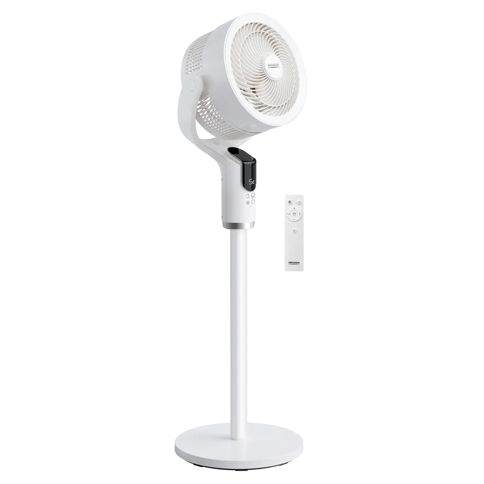 ROVSUN 43inch Standing Fan for Bedroom, 90°+90°Omni-directional Oscillating Fan, 3-in-1 Pedestal & Tabletop Fan with 3 Modes, 8 Speeds, 9H Timer, Remote and Adjustable Height, Air Circulator