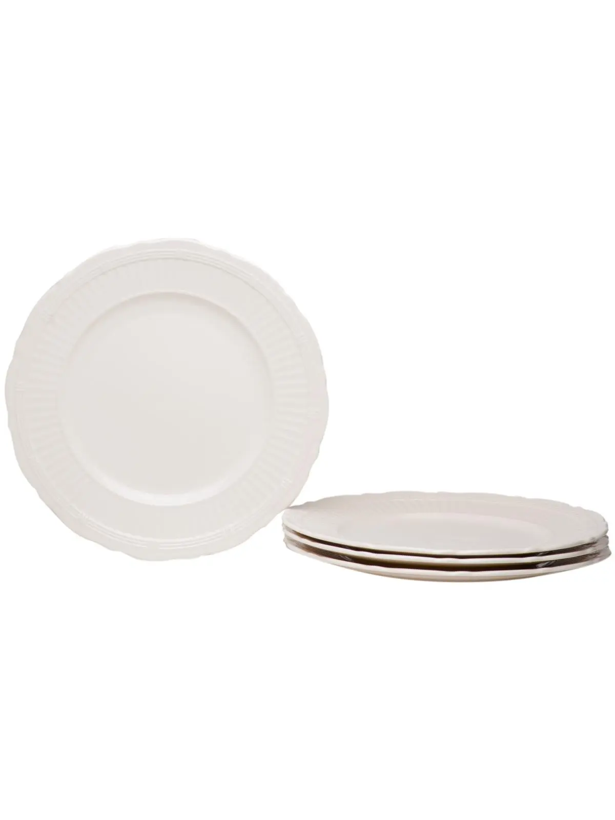 Red Vanilla FE900-401 Tuscan Villa 4-Piece Dinner Plates Set - 11.25 in. Round Service Plates, Embossed Pattern, Rim Detailing, Dishwasher Safe for Everyday Meals