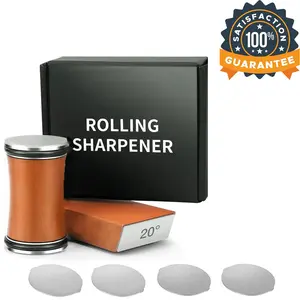 Upgrade Portable Wood Manual Knife Sharpener Tool,15° & 20° Angle Sharpening,Diamond Sharp Curve Knife Sharpener,For Steel Of Any Hardness,Durable, Kitchen Rolling Knife Sharpener,Perfect for Kitchen Knives,Home Essentials,Ideal Holiday Gift Box Blade