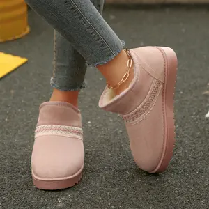 Women's  Comfortable Platform Boots Warm Fuzzy Ankle Boot Fleece Slippers for Cold Weather Non-Slip House Indoor Outdoor Shoes