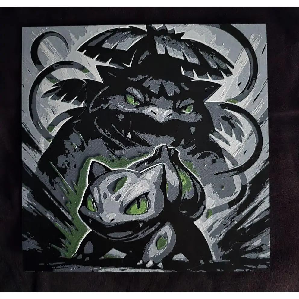 Bulbasaur & Venusaur Pokémon 3D Printed Hueforge Art Decor for Children's Literature & Art Collections