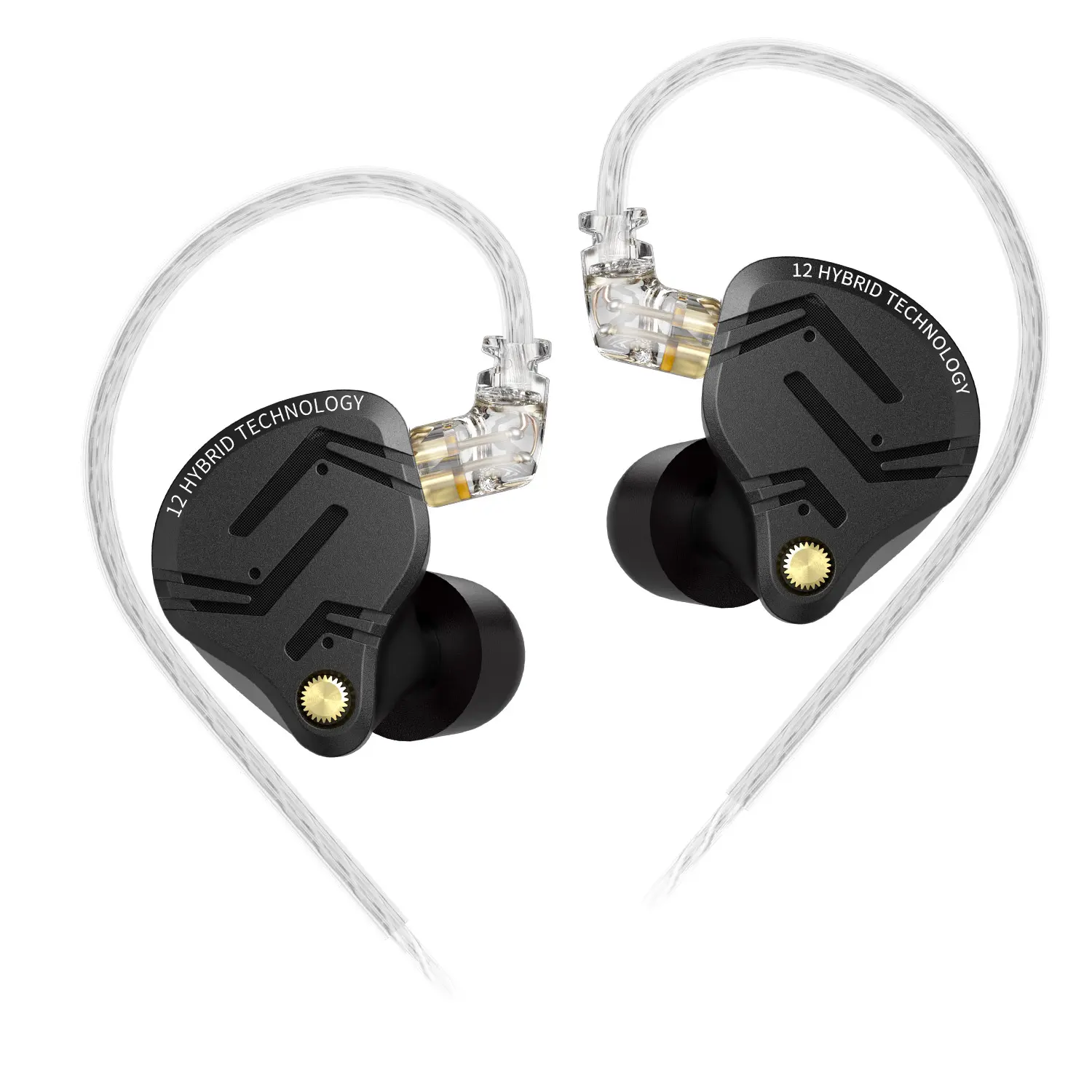 KZ ZS12 PRO X Hybrid Driver In-Ear Monitor Headphones - 1DD+5BA Wired Audio Earbuds with Detachable Wire, 2PIN Transparent OFC Cable, 3.5mm Jack, Noise Isolation, High-Fidelity Sound, Space Audio, Gaming Earbuds for Musicians