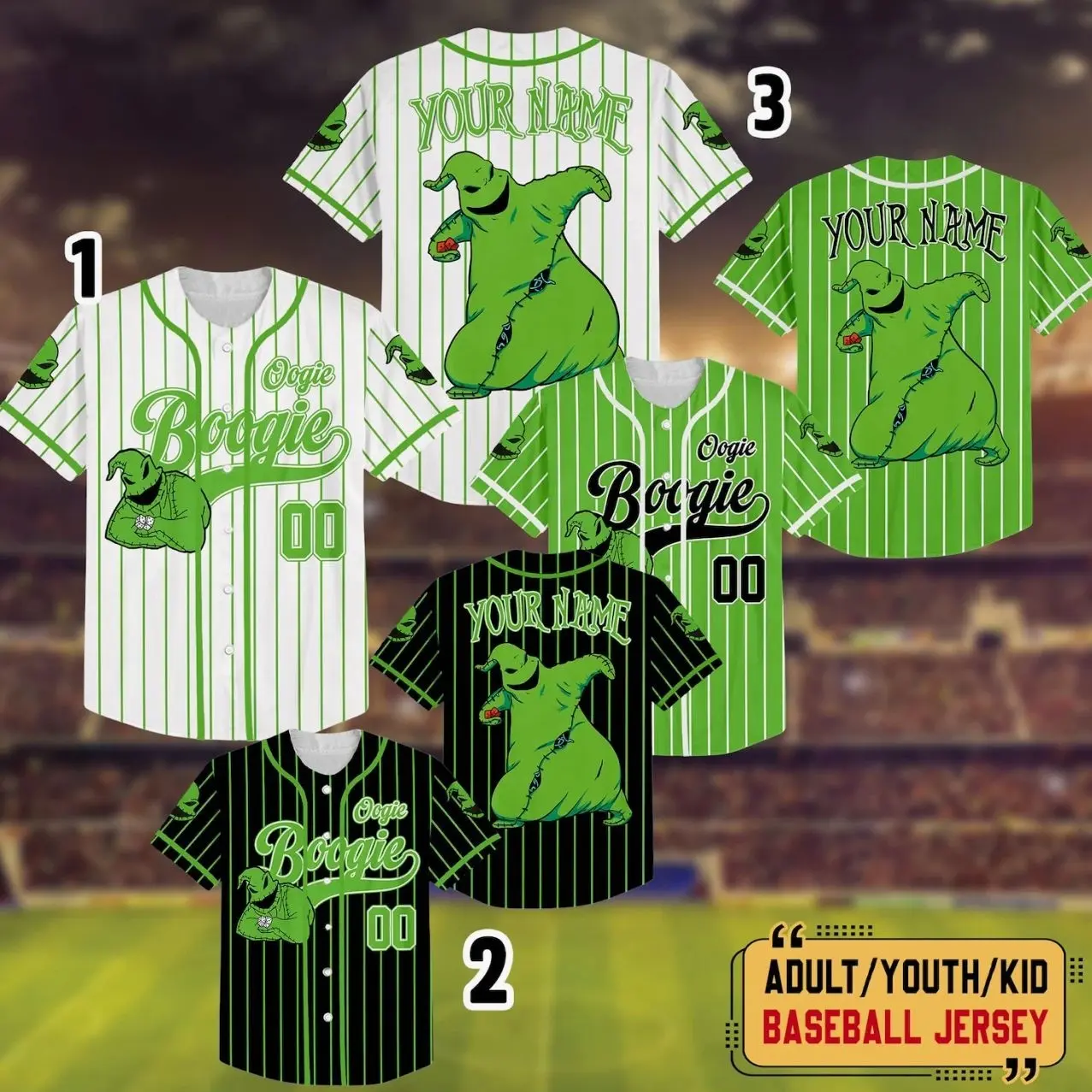 Personalized Oogie Boogie Baseball Jersey, Nightmare Before Christmas Jersey, DN Halloween Horror Shirt, DN Land Trip Jersey
