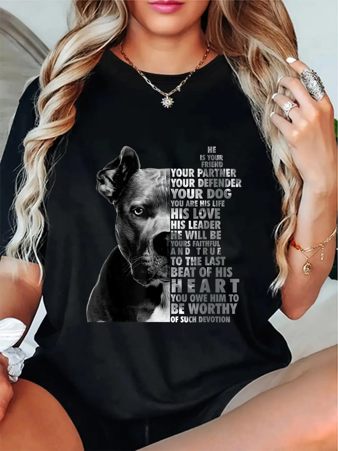 100% Cotton Unisex He Is Your Friend Your Partner Your Defender - Pitbull Dog Lover T-Shirt