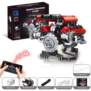 660pcs V8 Realistic Engine Building Block Toy, Assembly Kit for Boys, Ideal Gift, Educational and Fun Construction Set, Building Blocks Set