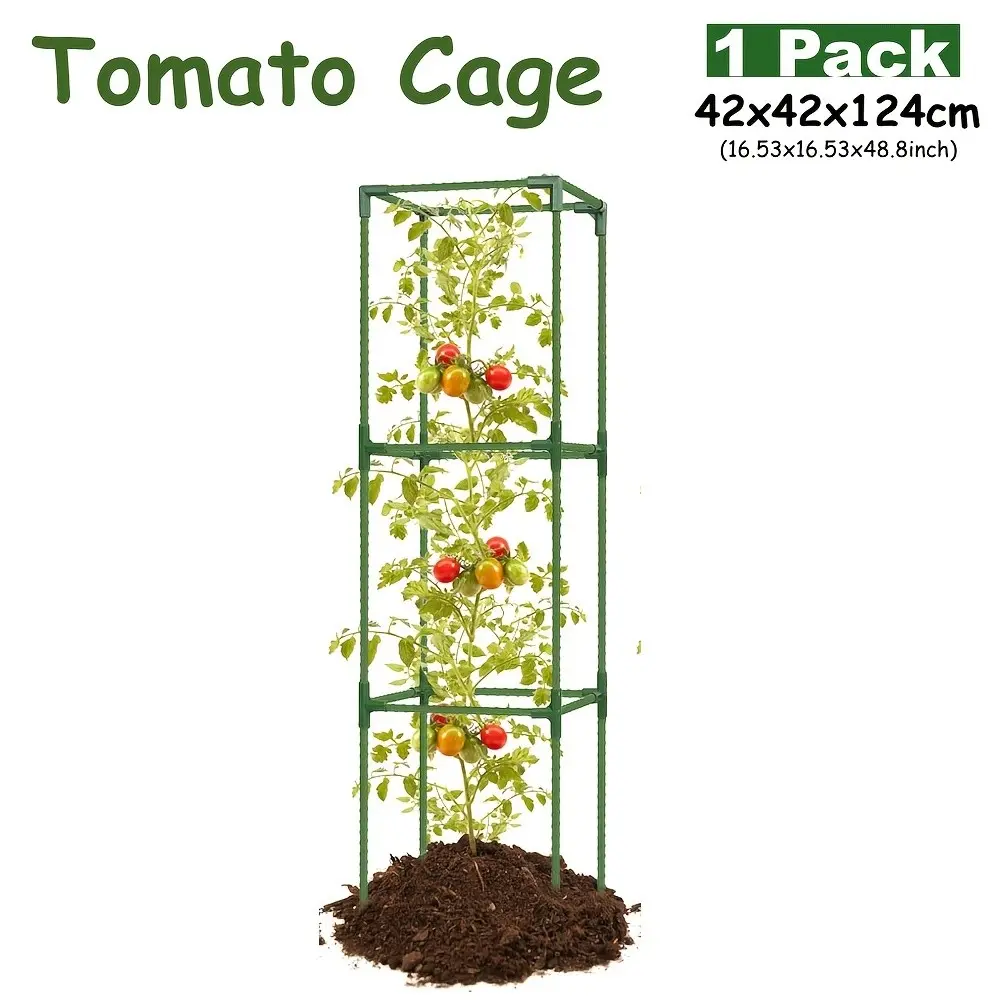 1 Pack Tomato Cage for Garden, 42x42x124cm Heavy-Duty Tomato Trellis, Height Adjustable Garden Trellis for Climbing Plants, Vegetables, Flowers, Cucumber, Peony, Plant Climbing Frame