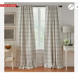 Window Curtains Poly/Linen Ivory 2 Panels BLACKOUT 52" X 95" with Attached Off-white Liner for Light Minimization Elegant Functional Drapes