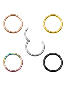 1/5pcs 8mm 10mm Hinged Septum Nose Ring Hinged Nose Hoops Stainless Steel Clicker Segment Lip Cartilage Helix Piercing Earrings Body Jewelry 16G