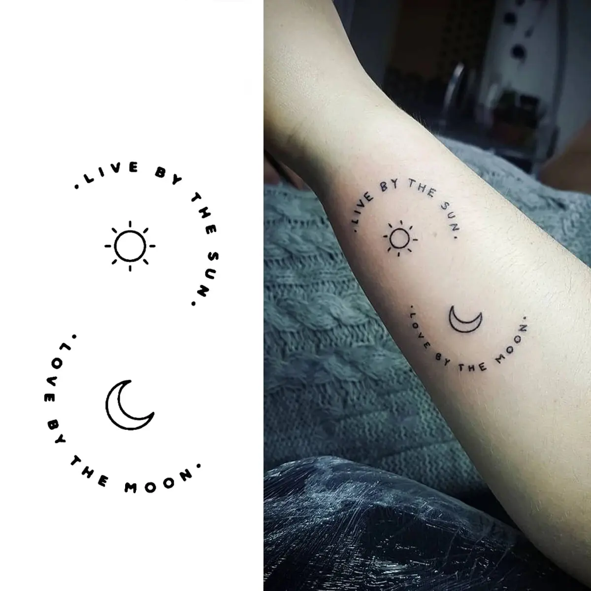 Celestial Harmony Sun & Moon Combination Temporary Tattoos - Genipin Base, 14-Day Long-Lasting, 6x3 Inches Basic Design, for Adults' Casual Beauty & Personal Care Makeup Accessory