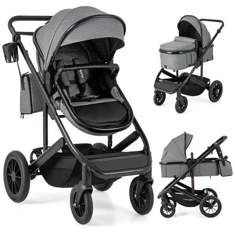 Costzon 2-in-1 Convertible Baby Stroller - High Landscape, Portable Bassinet Mode, Reversible Pram Seat, Adjustable Canopy, Cup Holder, Diaper Bag, Lightweight Folding Traveling Stroller (Mother's Day Gift for Toddlers)