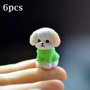 6pcs Classic Cartoon Dog Statues in, PVC Mini Sculptures for Home Decor, Interior Decoration, Perfect for Christmas Halloween Easter Thanksgiving