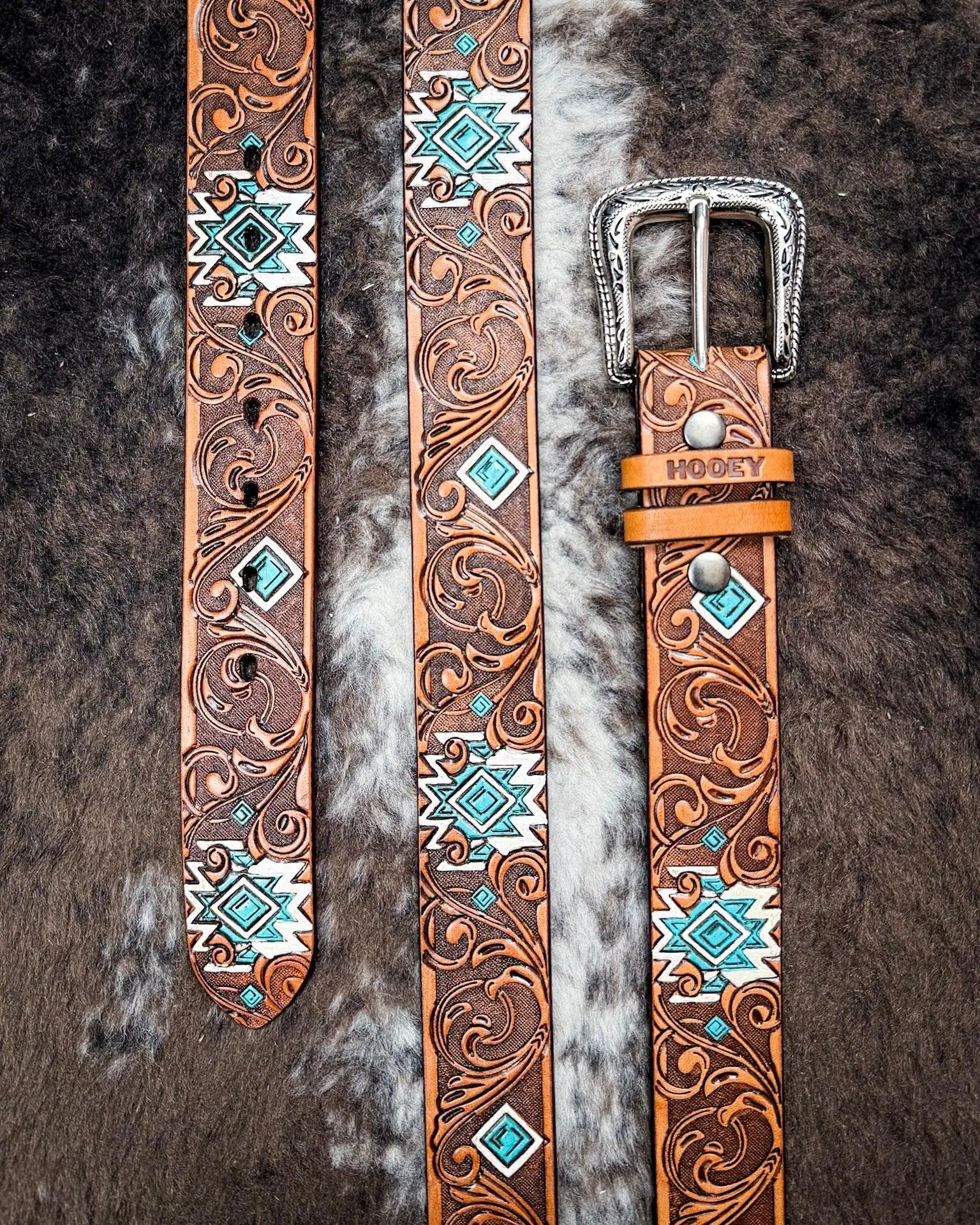 Dyani Brown and Turquoise Aztec Belt by Hooey