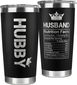 Gifts for Husband from Wife - Wedding Anniversary for Him, Valentines Day, Fathers Day, Birthday Gifts for Him - Present for Husband from Wife - 20 Oz Black Stainless Steel Tumbler