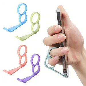 [4Pcs Phone Gripper] 4Pcs Creative Phone Gripper|   Phone Stand, Thumb Stand, Non-Slip Ring Stand|   Suitable For Mobile Phones, Tablets, Live Streaming, Watching TV, Christmas, Utility Hooks.