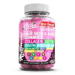 Clean Nutra Keratin, Hyaluronic Acid, Saw Palmetto, Silica, Bamboo, Vitamin A C D3 E Collagen Gummies for Women's Hair Skin and Nails Vitamin Gummies – MultiMane
