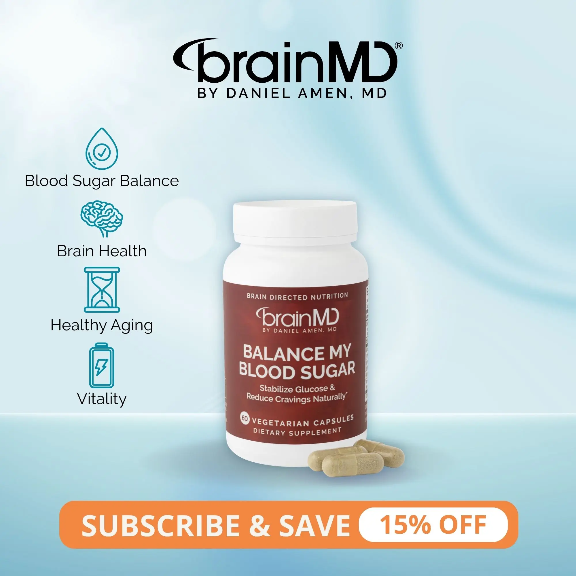 Balance My Blood Sugar | BrainMD | 60 Capsules | Blood Sugar & Metabolic Support | Craving Control & Steady Energy | GlucoVantage Dihydroberberine with Gymnema Sylvestre
