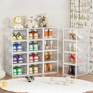 7CODE Thicken & Sturdy Thicken Shoe Organizer Stackable,Shoe Containers For Sport Sneaker Display,Upgraded Sturdy Shoe Storage Box,Plastic Shoe Box,White…