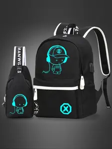 Light Up Pattern Backpack, Casual Large Capacity Backpack with Adjustable Strap, Waterproof Backpack for School & Travel, School Backpack Bookbag, Water Resistant Bookbag, Casual Printed Backpack, Student Backpack