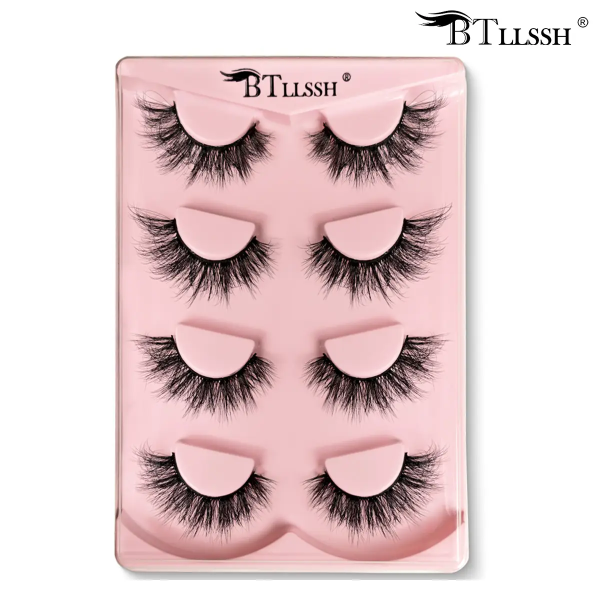 Long False Eyelashes, Wispy Cat Eye Look Faux Cluster Lashes, Natural Curling Eye Makeup Strip Lashes, Full Volume Eyelash for Lashes Extensions