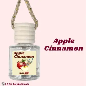Apple Cinnamon Pure Air Scented Air Freshener Oil Diffuser - Hangable Glass Woody Design - Lasts 60+ Days - Fragrance Oil Diffuser