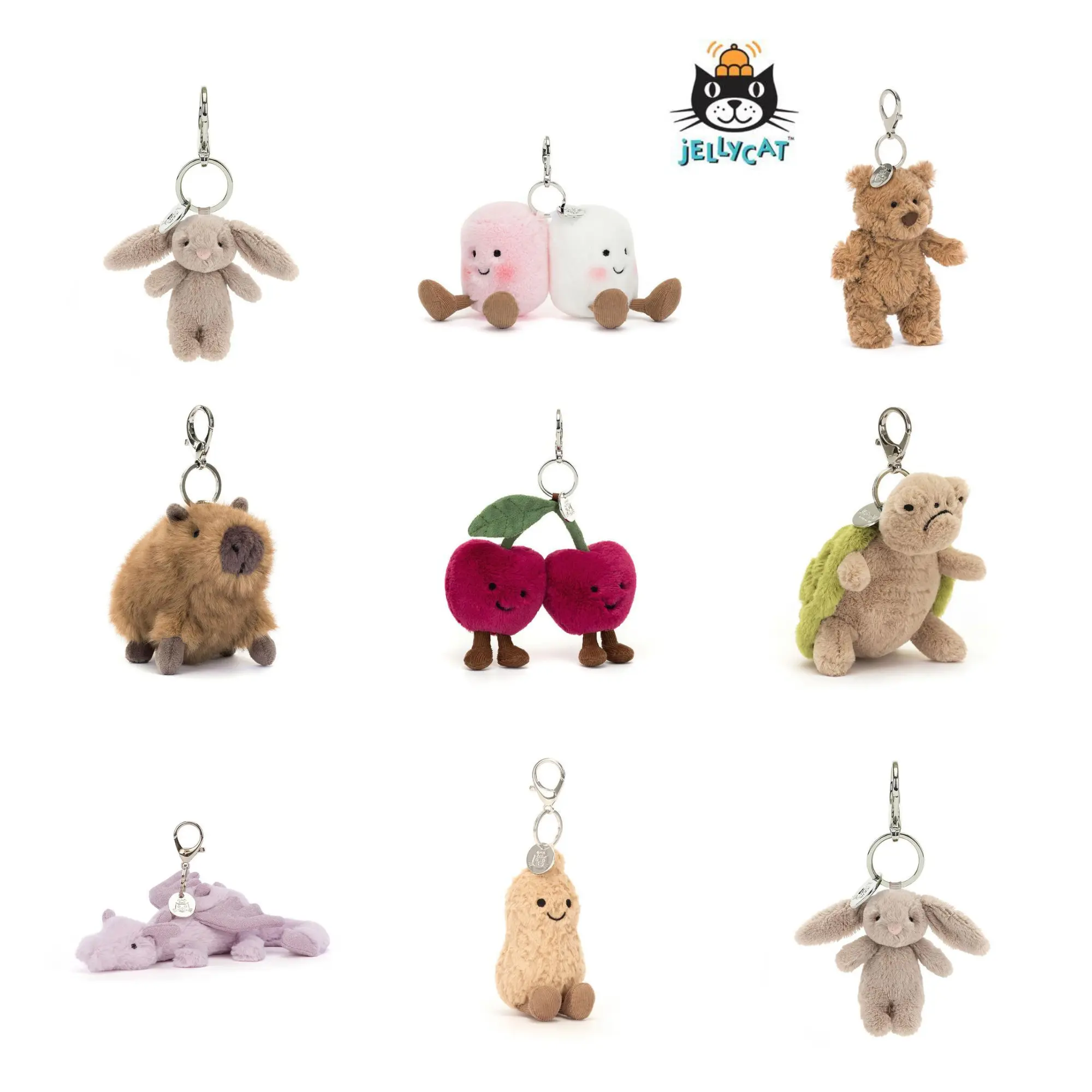 Cute Jellycat Plush Stuffed Animal Keychains – Kawaii Bag Charm Accessories for Women Girls Kids, Soft Toy Keyrings Perfect for Birthdays Holidays and Collectors
