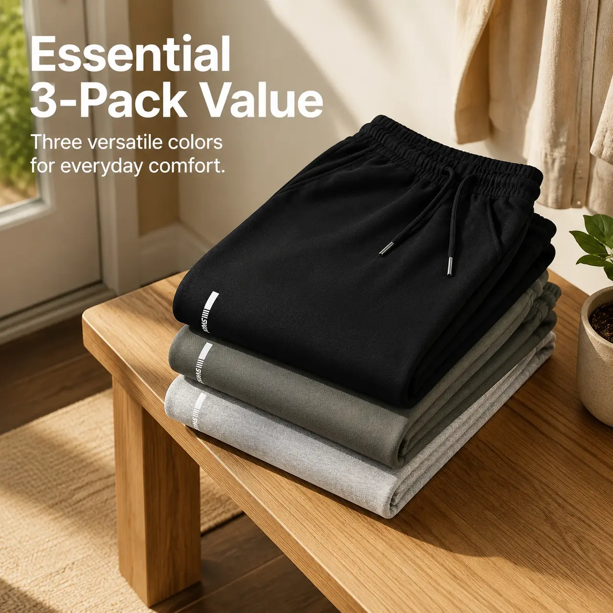 3-pack and 6-pack men's casual sports sweatpants, high elasticity and comfortable, black, gray, light gray, spring and autumn styles, versatile, loose-fitting, cuffed sweatpants, multi-colored casual pants, suitable for home fitness and running tiktokshop