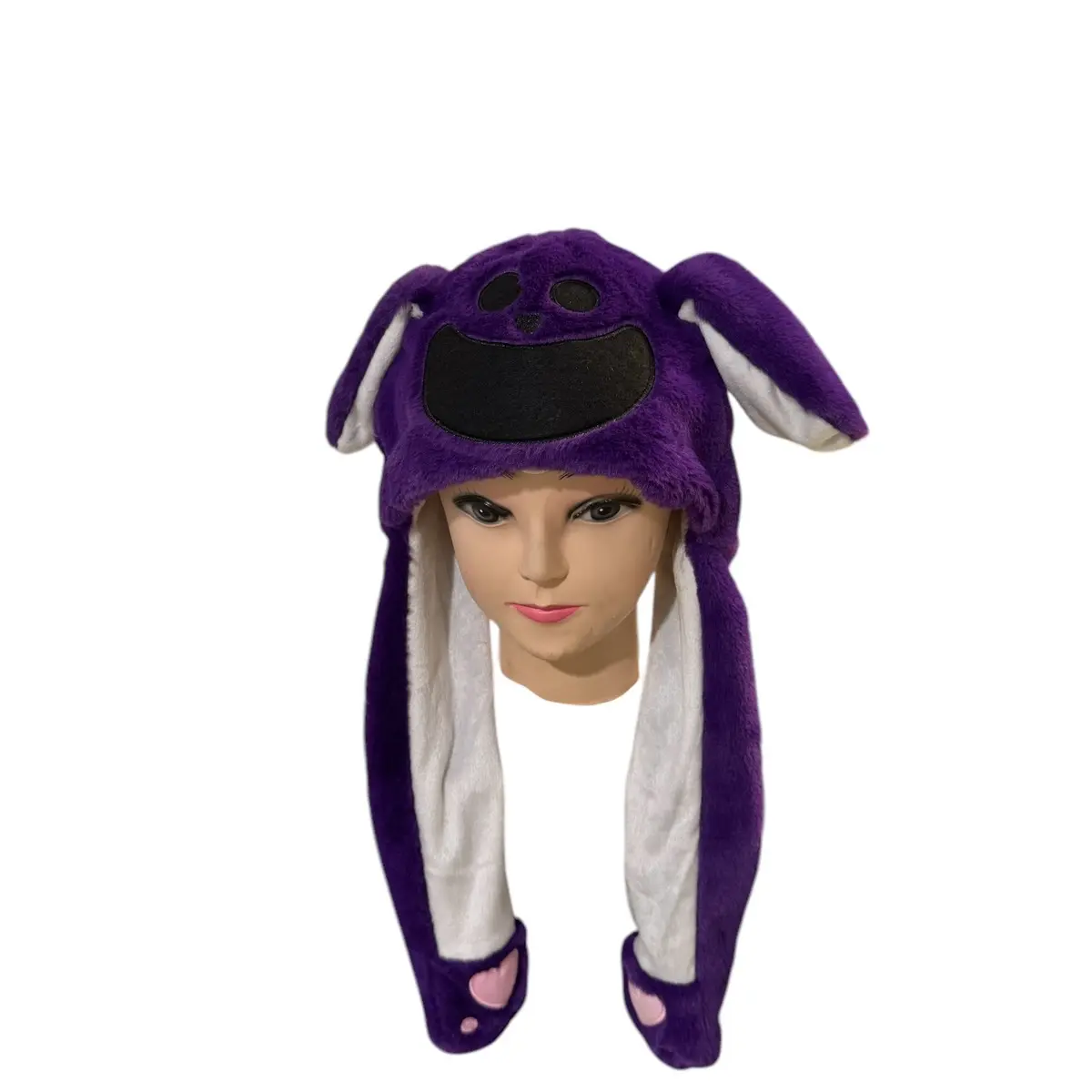 Sleeping Kat - Plush Ear Moving Jumping Hat,Cute Fluffy Cap, Soft Warm HeadWear,Bunny Hat Christmas Holiday