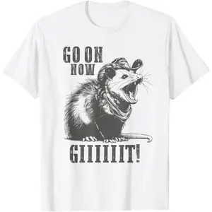 Vintage Cowboy Opossum Shirt - Go On Now Git Western Opossum T-ShirtFashion 	 Unisex T-shirts M-5XL