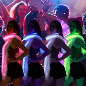 LED light-up faux fur scarf party decoration set, suitable for carnival parties, Valentine's Day, birthdays, Mother's Day, holiday celebrations, night glow parties, and Christmas costumes.