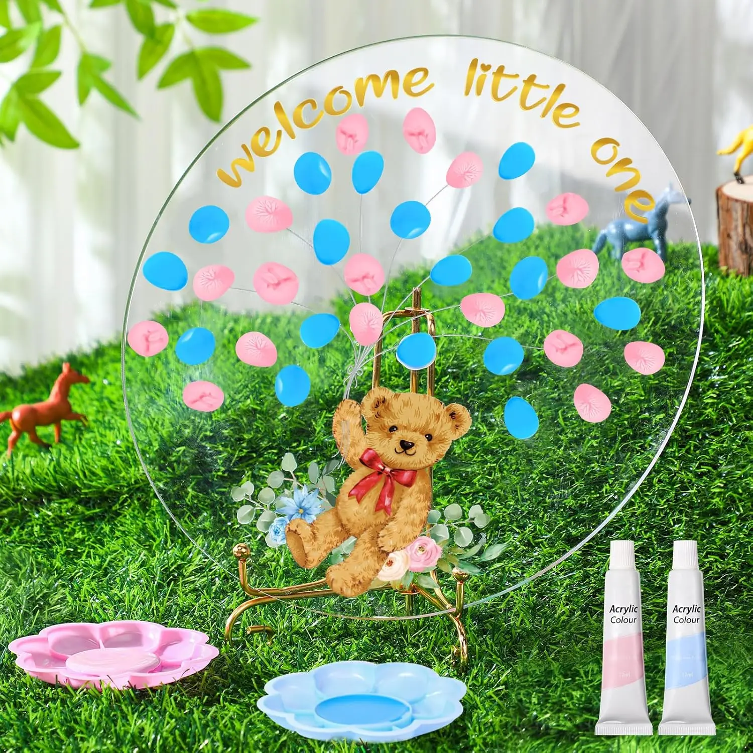 Gender Reveal Fingerprint Tree Boy or Girl Party Ideas  Shower Guest Book Party  Gender Reveal Party Supplies for  Shower He or She Party Keepsake(Bear)