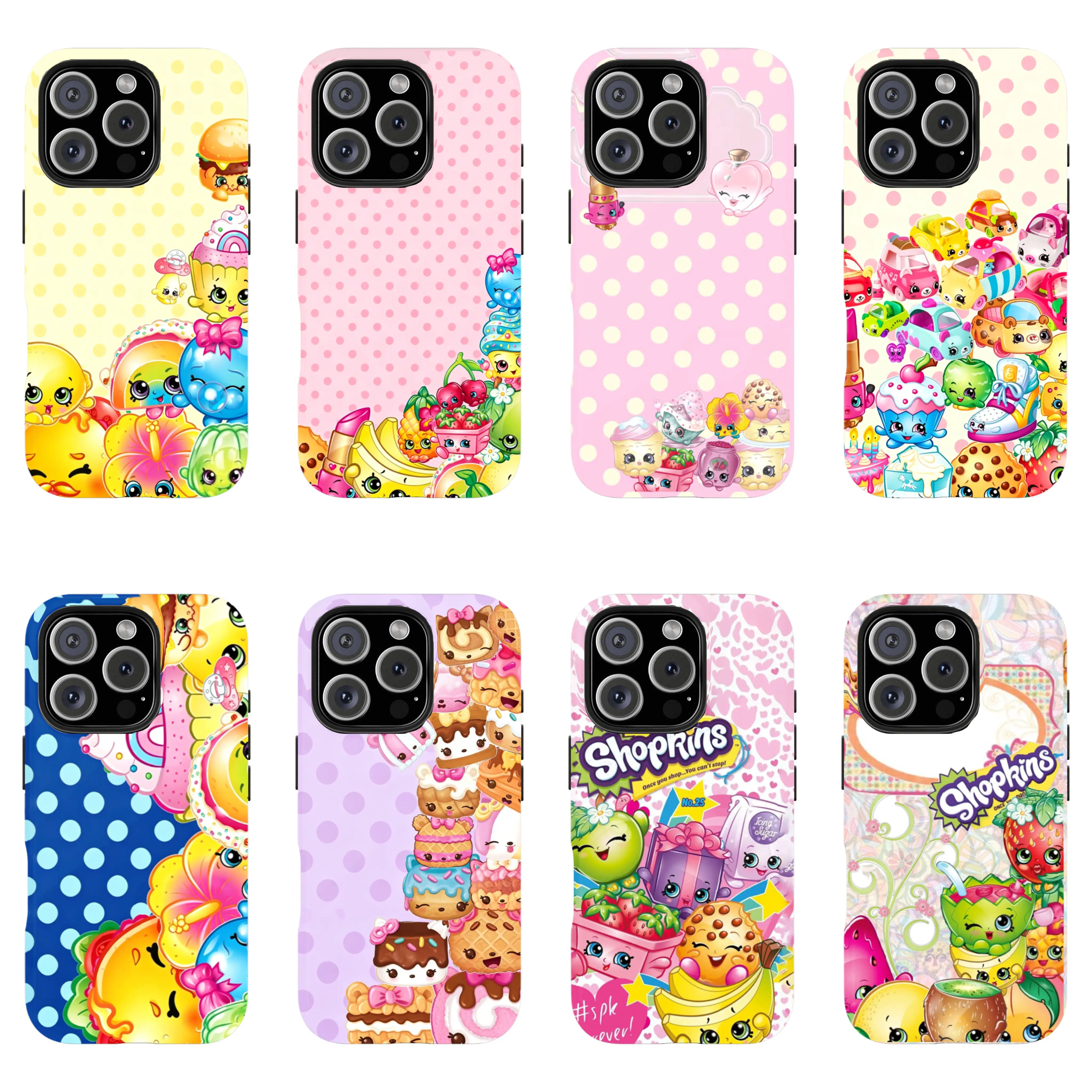 [cute]Shopkins Cute Cake Stack cartoon print phone case, suitable for iPhone 11-17 Pro Max/Plus and Samsung  S23-25.