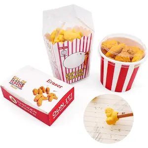 Cute Erasers, Pencil Mini Erasers Fun Cartoon Bulk Creative Erasers, Novelty Kawaii Popcorn Chicken Rubber Back to School Supplies for Teachers Prize Gifts Party Favors 27 Pack