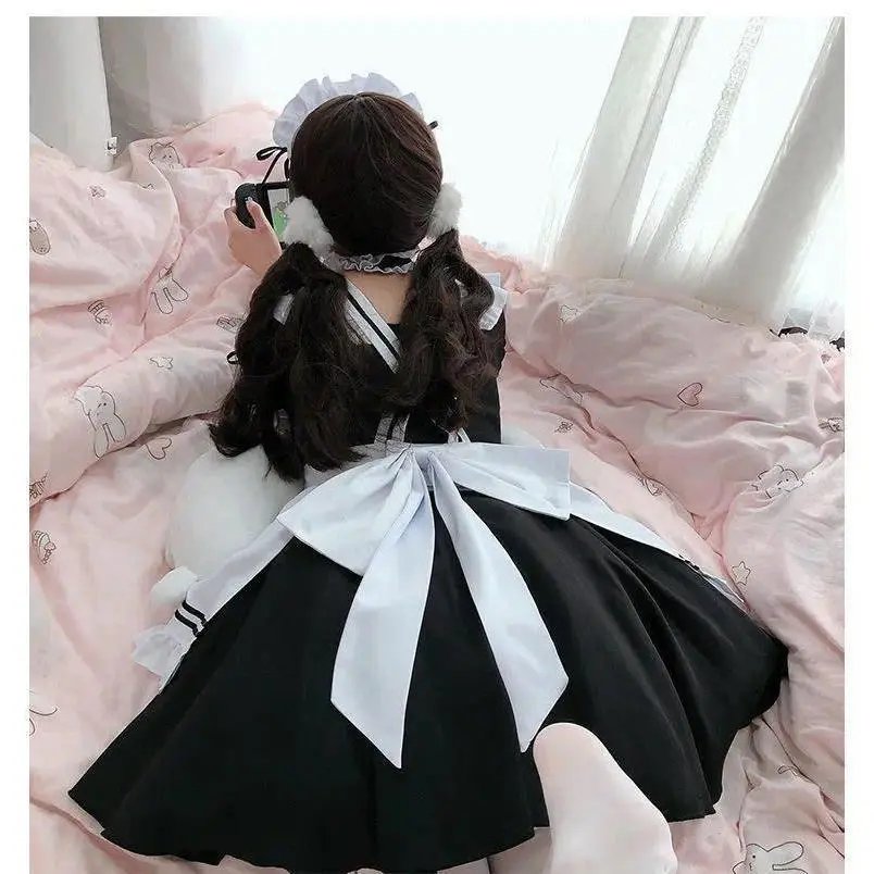 Sexy Black White Lolita Maid Girls Women Lovely Cosplay Costume Outfit Dress French Apron Servant Uniform Exotic Cafe Maid 4XL