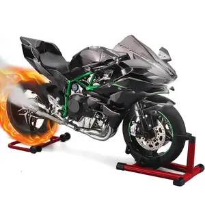 Kawasaki H2R Dynamic Edition 1:9 Motorcycle Model, Dynamic Motorcycle Alloy Model Spray Version Equipped with Exhaust Simulation, Alloy Design, Suitable for Gifts and Collectors, With Start Engine Function, Experience Realism, Alloy Motorcycle Decoration