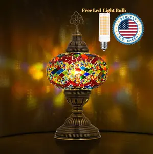 Turkish Mosaic Table Lamp with Bulb Included (Multicolor)