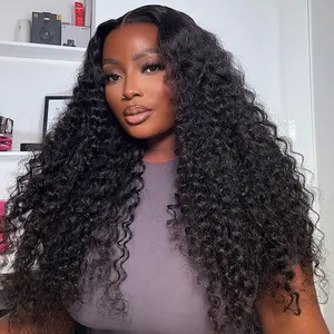 Geeta Hair-Natural Black Curly Hair Glueless Pre Cut 6x4/13x4 Lace Front Wig 100% Virgin Human Hair Wigs Pre Plucked Hairline#TikTokShopBackToSchool
