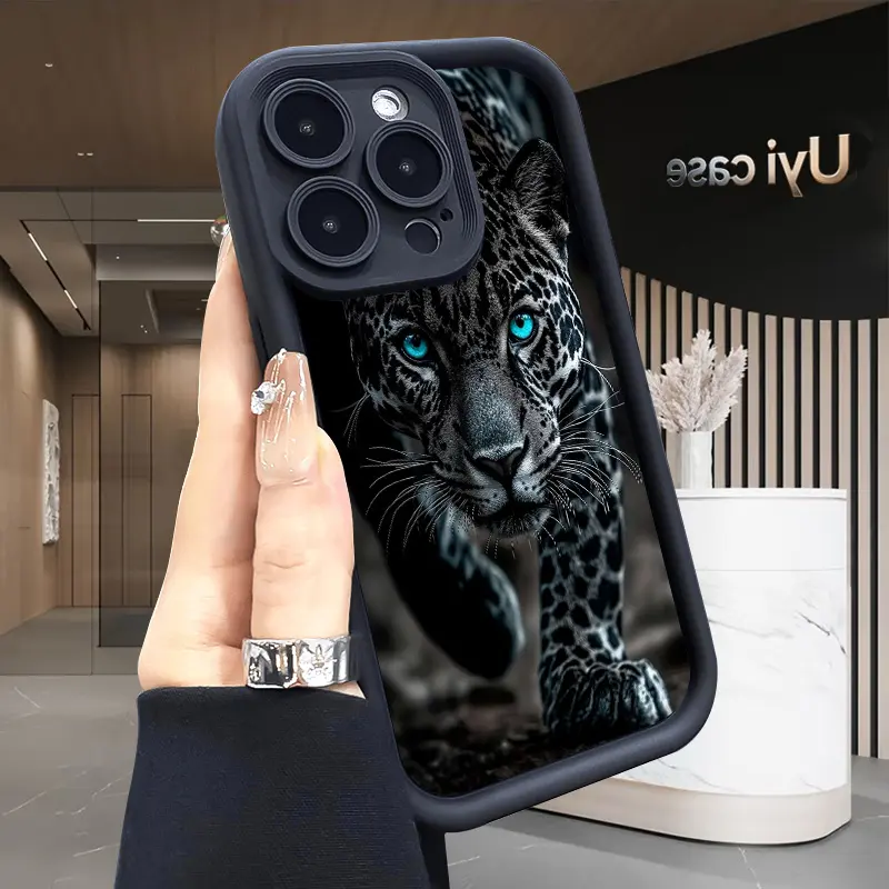 Panther's Gaze Soft Silicone Cellphone Casing - Drop Protection, Shockproof Handheld Devices Accessory for iPhone 17 Air, 16, 16e, 15, 14, 13, 12, 11 Pro Max Plus, X, XS, Accessories, Protector