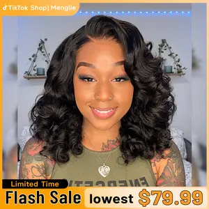 [Free Upgraded 7x6 Lace] Menglle Hair Blow Out 250% Density Bouncy Wave 7x6 Pre Cut Lace Frontal Wigs Spiral Curl Gluess Human Hair Wigs With Middle Part 90s Style Convenient Wigs #Summervibes#TikTokShopStockUp