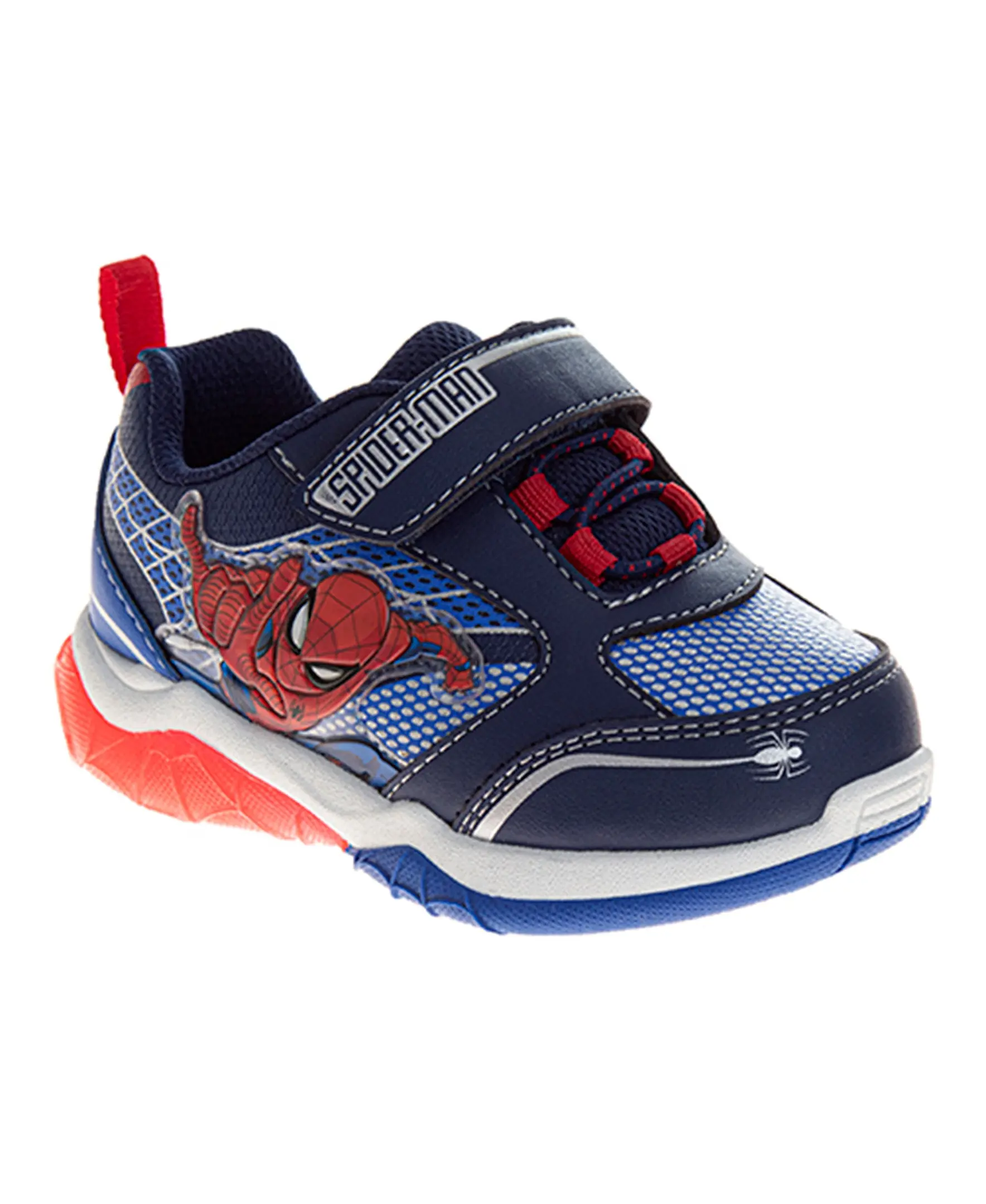 JOSMO KIDS Toddler Boys' Spider-Man Athletic Sneakers, Synthetic Footwear with an Iconic Light-Up Design and Easy-On Hook-and-Loop Strap, Superhero, Safe, Size 8, Hook & Loop, Superhero Theme, Light-Up Sole, Easy-On Strap, Playtime Wear, Adjustable, 3-7 Y