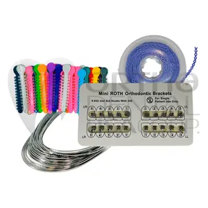 Oral care Orthodentalusa Mini ROTH Orthodontic Brackets 0.022" Size with 1040 Elastomeric Ligature Ties Power Chain 20 Brackets for Oral Treatment United States Pack Storage Sky Blue