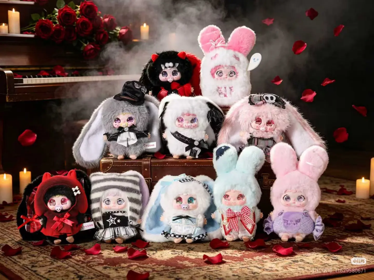 CN- Jiimo Dark Fairy Tale series Mystery Boxes Bag Pendant Bunny Plush Dolls Soft Collectibles