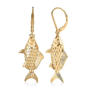 Fish Earrings in 18K Yellow Gold Plated Bronze