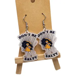 Don't Be Salty Earrings Humorous Design Hook Earrings for Versatile Occasions Fun and Fashionable Accessory