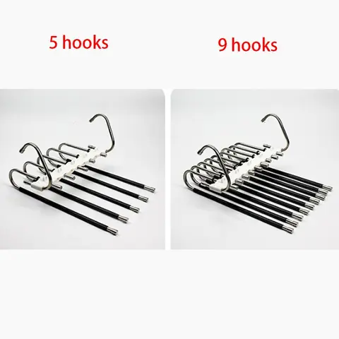 Multi-tier Metal Non-slip Organizer, 1 or 2 Pieces Space-saving S-type Pants Holder with 5 Hangers, Wardrobe Storage Efficient Hanger, Stainless Steel Hanger, Clothes Hanger, Garment Organizer, Pants Organizing Rack, Space Saver Hangers