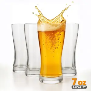 KSESTOR 7oz Thick Glass Beer Flight Tasting Glasses Set of 4 - Durable Mini Pub Cups for Sampler Trays, Flight Boards
