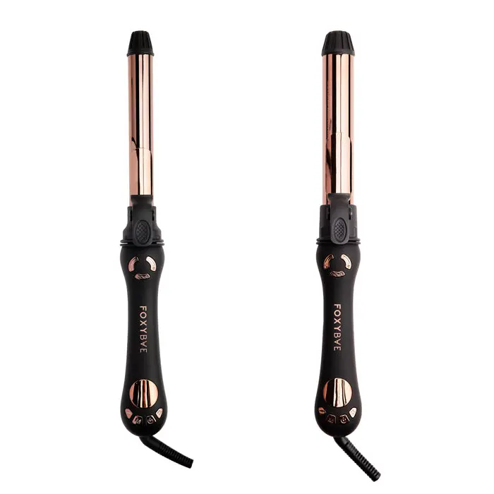 FoxyBae Rose Gold Twirl Boss Rotating Curler -  Automatic Curling Iron With Titanium Barrel, Auto Rotating Hair Curler For Fast, Smooth, Silky, Long-Lasting Curls
