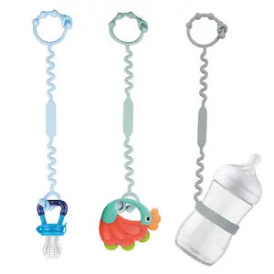 3-Pack Anti-Drop Toy Safety Straps, Adjustable Silicone Bottle Tether for Strollers & High Chairs, Travel Essential Infant Baby Accessories